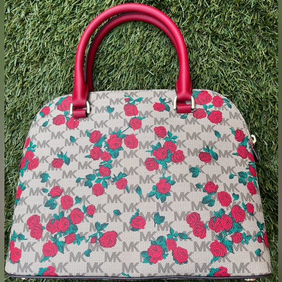 RARE Michael Kors Cindy Large Dome Floral Satchel Crossbody Handbag - Picture 6 of 12